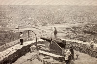 Overzicht van Lima, Peru, vanaf het fort San Cristobal, uit 